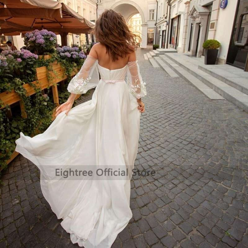 Women Long Sleeve Sequins Lace Wedding Gown - OneSimpleGown.com